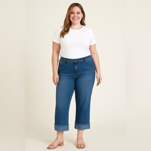 F.L. Jeans Women’s Sz 22 High Rise Straight‎ Leg Denim Relaxed Fit Stretch Jeans